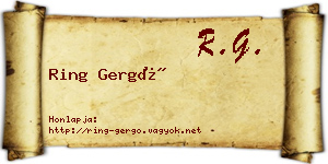 Ring Gergő névjegykártya